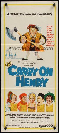 8d618 CARRY ON HENRY VIII Aust daybill '72 Sidney James, Gerald Thomas historic English comedy
