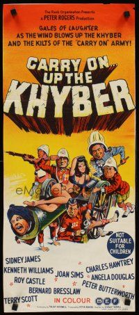 8d620 CARRY ON UP THE KHYBER Aust daybill '68 Sidney James, Kenneth Williams, English comedy!