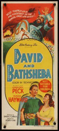 8d644 DAVID & BATHSHEBA Aust daybill '51 Gregory Peck broke commandment for sexy Susan Hayward
