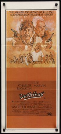8d649 DEATH HUNT Aust daybill '81 artwork of Charles Bronson & Lee Marvin with guns by John Solie!