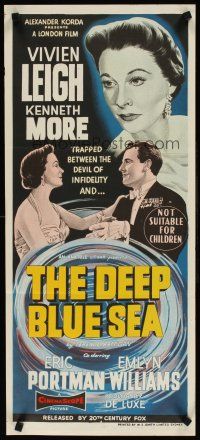 8d652 DEEP BLUE SEA Aust daybill '55 pretty Vivien Leigh, Kenneth More, Anatole Litvak