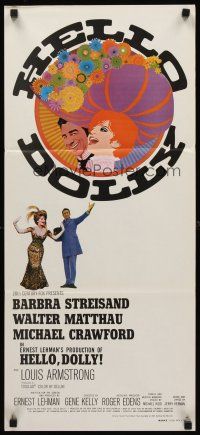 8d710 HELLO DOLLY Aust daybill '70 art of Barbra Streisand & Walter Matthau by Richard Amsel!