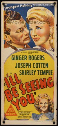 8d719 I'LL BE SEEING YOU Aust daybill R48 stone litho of Ginger Rogers, Cotten & Shirley Temple!