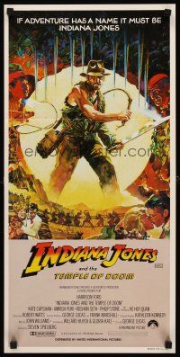 8d726 INDIANA JONES & THE TEMPLE OF DOOM Vaughan art style Aust daybill '84 art of Harrison Ford by Vaughan!