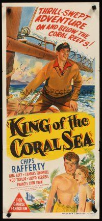 8d745 KING OF THE CORAL SEA Aust daybill '53 scuba divers Chips Rafferty & Ilma Adey in Australia!