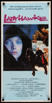 8d750 LADYHAWKE Aust daybill '85 different image of Michelle Pfeiffer & young Matthew Broderick!