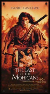 8d752 LAST OF THE MOHICANS Aust daybill '92 Native American Indian Daniel Day Lewis!