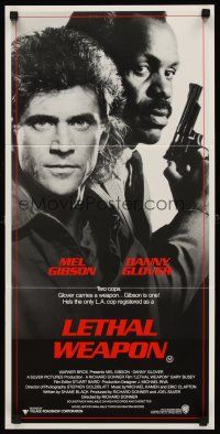 8d760 LETHAL WEAPON Aust daybill '87 great close image of cop partners Mel Gibson & Danny Glover!