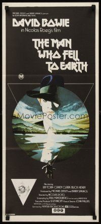 8d774 MAN WHO FELL TO EARTH Aust daybill '76 Nicolas Roeg, best art of David Bowie by Vic Fair!