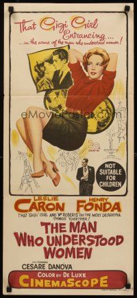 8d775 MAN WHO UNDERSTOOD WOMEN Aust daybill '59 Henry Fonda, super sexy full-length Leslie Caron!