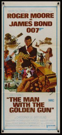 8d776 MAN WITH THE GOLDEN GUN Aust daybill '74 art of Roger Moore as James Bond by Robert McGinnis!