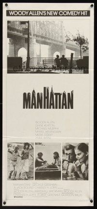 8d778 MANHATTAN Aust daybill '79 classic image of Woody Allen & Diane Keaton by Brooklyn bridge!
