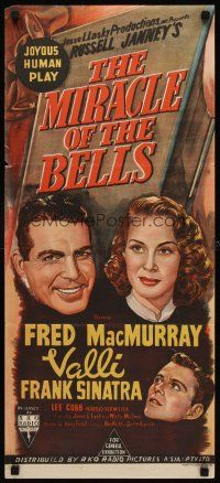 8d786 MIRACLE OF THE BELLS Aust daybill '48 art of Frank Sinatra, Alida Valli & Fred MacMurray!