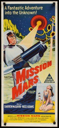8d787 MISSION MARS Aust daybill '68 Darren McGavin, a fantastic sci-fi adventure into the unknown!