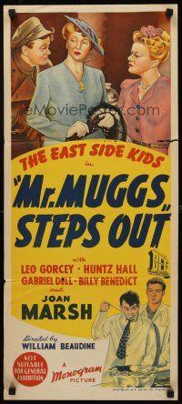 8d792 MR MUGGS STEPS OUT Aust daybill '43 stone litho of East Side Kids, Leo Gorcey & Huntz Hall!