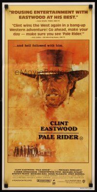 8d814 PALE RIDER Aust daybill '85 great artwork of cowboy Clint Eastwood by C. Michael Dudash!