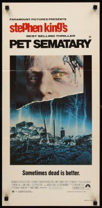 8d819 PET SEMATARY Aust daybill '89 Stephen King's best selling thriller, cool graveyard image!