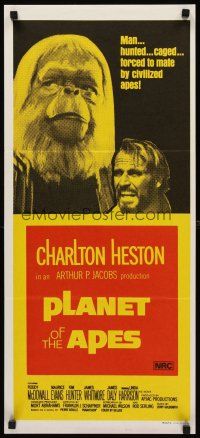 8d829 PLANET OF THE APES Aust daybill R70s different image of Charlton Heston & Maurice Evans!