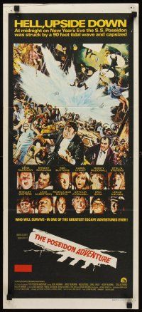 8d840 POSEIDON ADVENTURE Aust daybill '72 Gene Hackman & Stella Stevens escaping by Mort Kunstler!