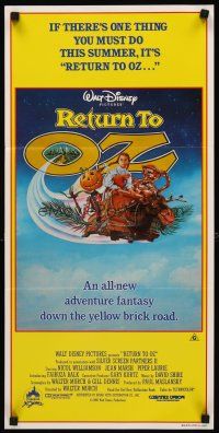 8d863 RETURN TO OZ Aust daybill '85 Walt Disney, great different artwork of cast on flying bed!