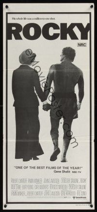 8d873 ROCKY Aust daybill '77 boxer Sylvester Stallone holding hands with Talia Shire!