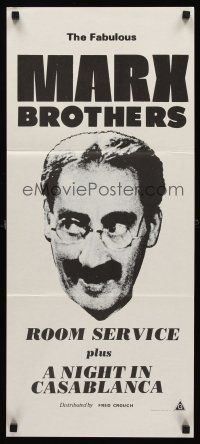8d879 ROOM SERVICE/NIGHT IN CASABLANCA Aust daybill '70s great headshot image of Groucho Marx!