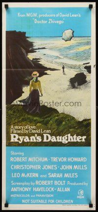 8d882 RYAN'S DAUGHTER Aust daybill '70 David Lean, art of Sarah Miles on beach + umbrella by Lesser!