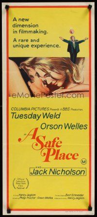 8d883 SAFE PLACE Aust daybill '71 Orson Welles, romantic image of Jack Nicholson & Tuesday Weld!