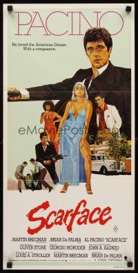 8d888 SCARFACE Aust daybill '83 different art of Al Pacino as Tony Montana, Michelle Pfeiffer!