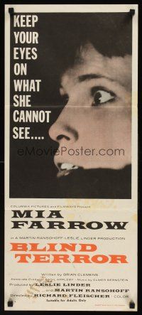 8d897 SEE NO EVIL Aust daybill '71 keep your eyes on what blind Mia Farrow cannot see!