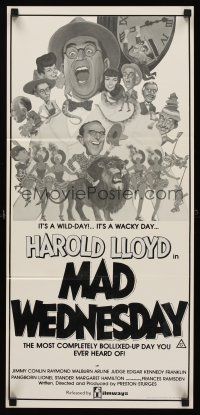 8d912 SIN OF HAROLD DIDDLEBOCK Aust daybill R79 Preston Sturges, Harold Lloyd & lion, Mad Wednesday