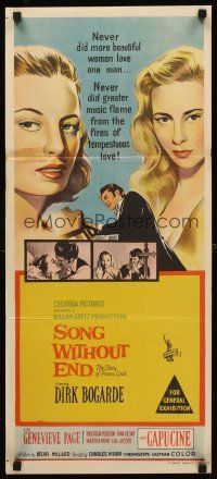 8d925 SONG WITHOUT END Aust daybill '60 Dirk Bogarde as Franz Liszt, Genevieve Page, Capucine!