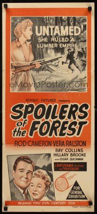 8d931 SPOILERS OF THE FOREST Aust daybill '57 Vera Ralston in the last frontier of untamed women!
