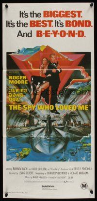 8d932 SPY WHO LOVED ME Aust daybill R80s great art of Roger Moore as James Bond 007 by Bob Peak!