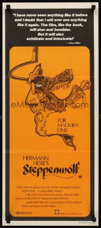 8d938 STEPPENWOLF Aust daybill '74 Max Von Sydow, for madmen only, really cool psychedelic art!