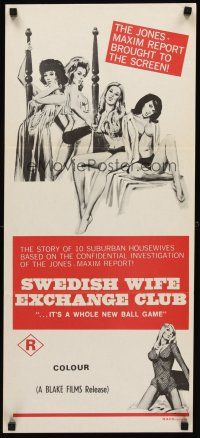 8d947 SWEDISH WIFE EXCHANGE CLUB Aust daybill '72 Vera Jesse, artwork of Sweden swingers!