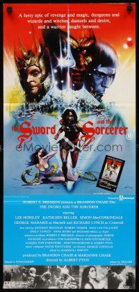 8d949 SWORD & THE SORCERER Aust daybill '82 magic, dungeons, dragons, fantasy art by Peter Jones!