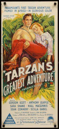 8d953 TARZAN'S GREATEST ADVENTURE Aust daybill '59 different Richardson Studio stone litho!