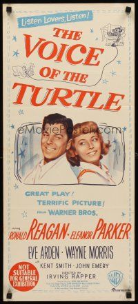 8d981 VOICE OF THE TURTLE Aust daybill '48 smiling Ronald Reagan & Eleanor Parker back-to-back!