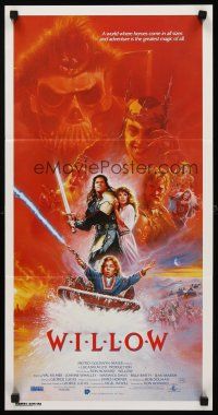 8d990 WILLOW Aust daybill '88 George Lucas & Ron Howard directed, fantasy art by Bysouth!