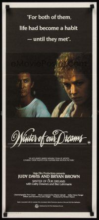 8d992 WINTER OF OUR DREAMS Aust daybill '81 Bryan Brown helps drug-addicted prostitute Judy Davis!