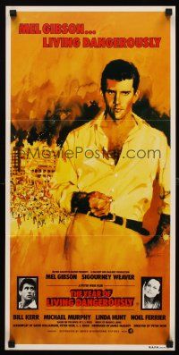 8d995 YEAR OF LIVING DANGEROUSLY Aust daybill '82 Peter Weir, artwork of Mel Gibson by Stapleton!