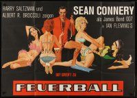 8d094 THUNDERBALL INCOMPLETE German 33x47 '65 art of Sean Connery as secret agent James Bond 007!