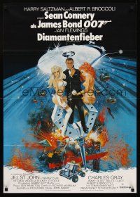 8d132 DIAMONDS ARE FOREVER German '71 art of Sean Connery as James Bond by Robert McGinnis!