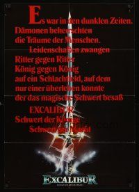 8d142 EXCALIBUR German '86 John Boorman, cool medieval fantasy art of sword by Peak!