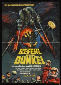 8d157 GODZILLA VS. MONSTER ZERO German '67 Toho, cool art of Ghidorah & Godzilla, outer space!