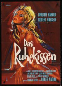 8d178 LOVE ON A PILLOW German '62 Le Repos du Guerrier, great artwork of sexy Brigitte Bardot!