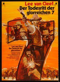 8d182 MAGNIFICENT SEVEN RIDE German '72 art of cowboy Lee Van Cleef firing six-shooter!
