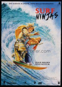 8d205 SURF NINJAS German '93 Leslie Nielsen, Rob Schneider, wacky surfing art!