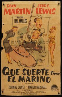 8d079 SAILOR BEWARE Mexican poster '52 Dean Martin & Jerry Lewis, sexy Corinne Calvet, different!